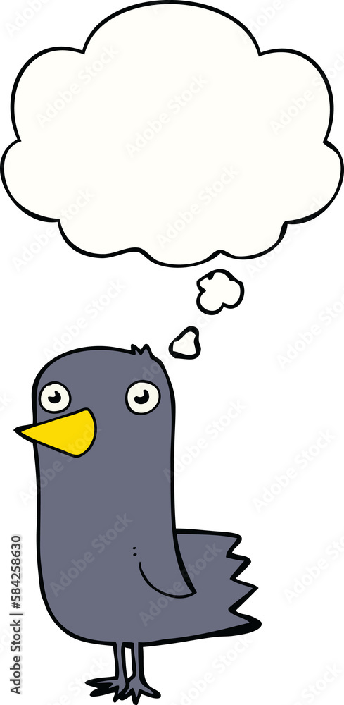 Obraz premium cartoon bird and thought bubble