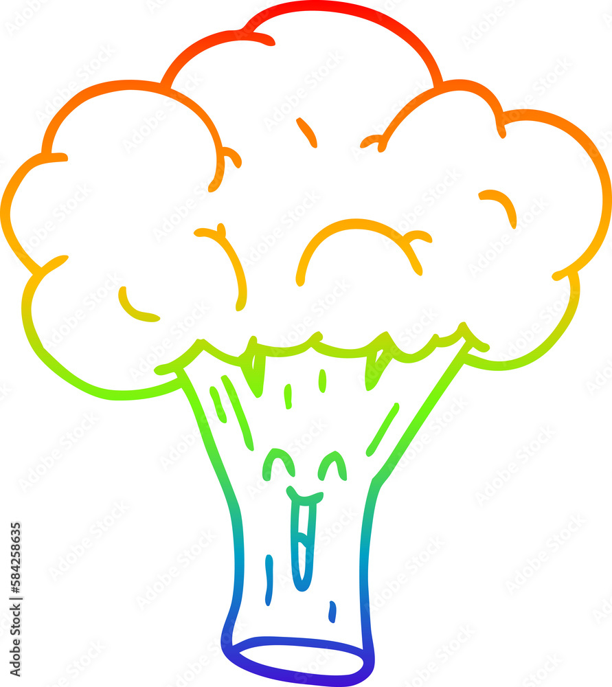 rainbow gradient line drawing cartoon broccoli rainbow gradient line drawing cartoon broccoli