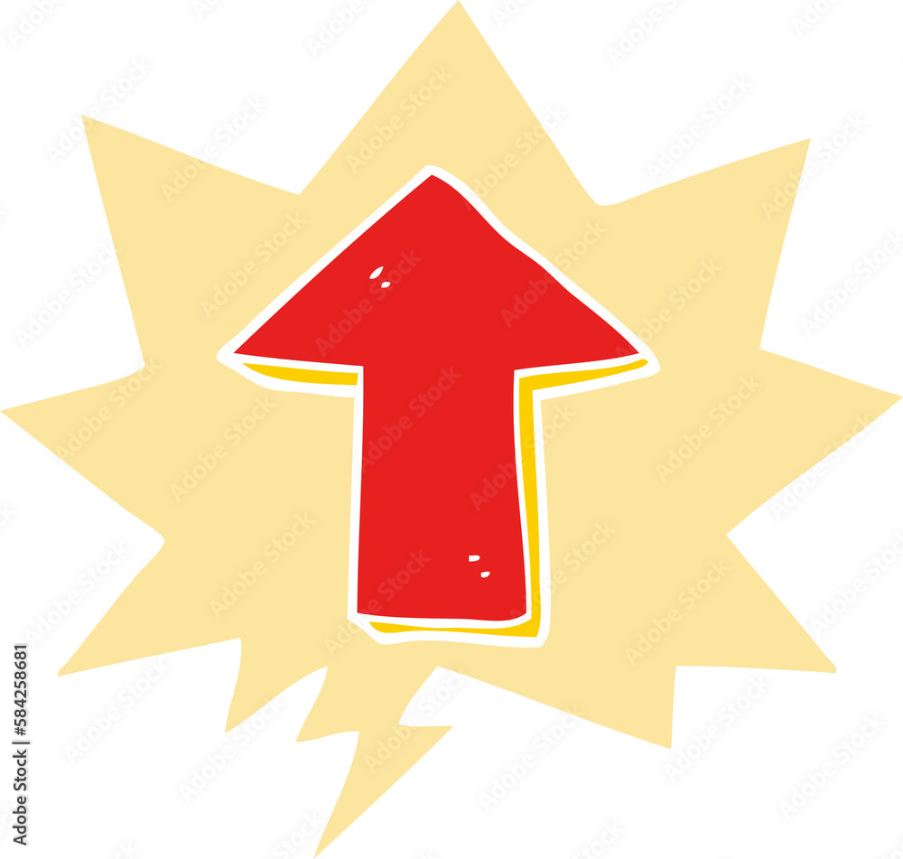 cartoon pointing arrow and speech bubble in retro style cartoon pointing arrow and speech bubble in retro style