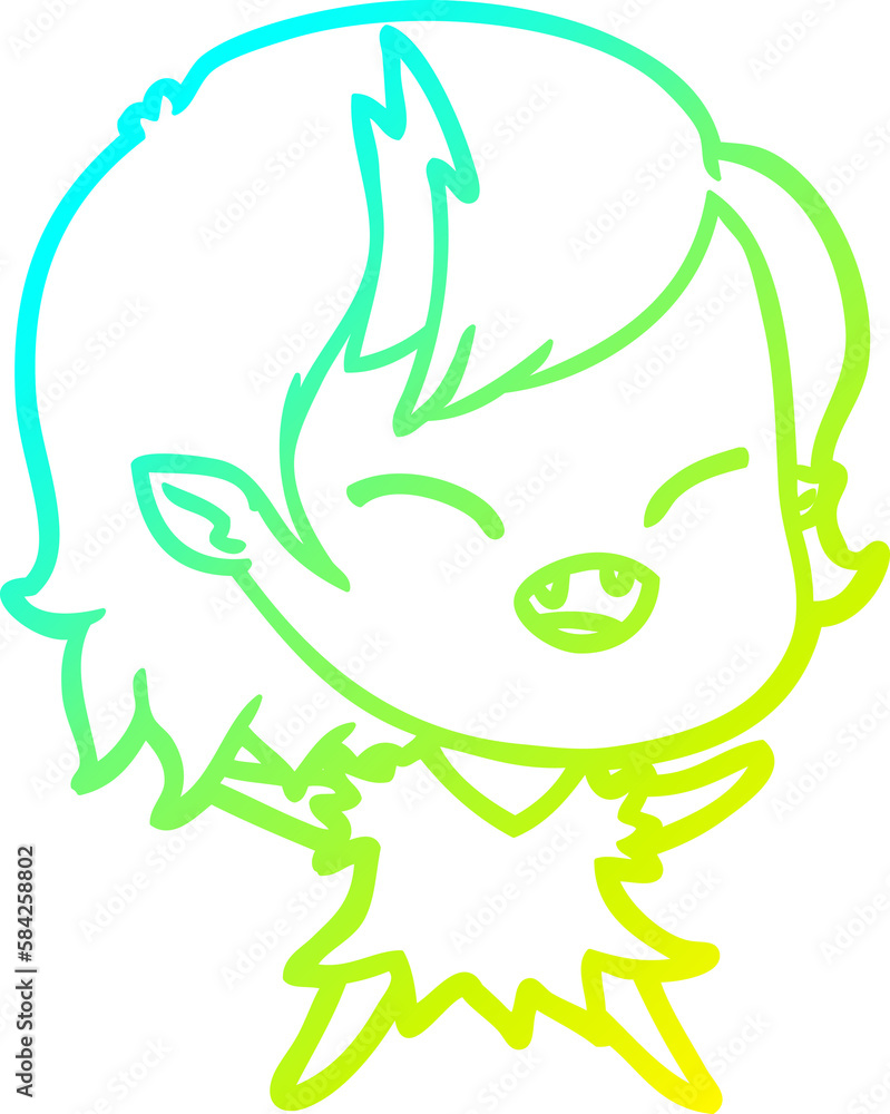 cold gradient line drawing cartoon laughing vampire girl cold gradient line drawing cartoon laughing vampire girl