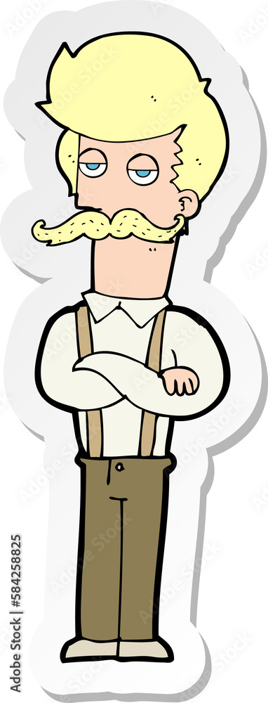 sticker of a cartoon man with mustache sticker of a cartoon man with mustache