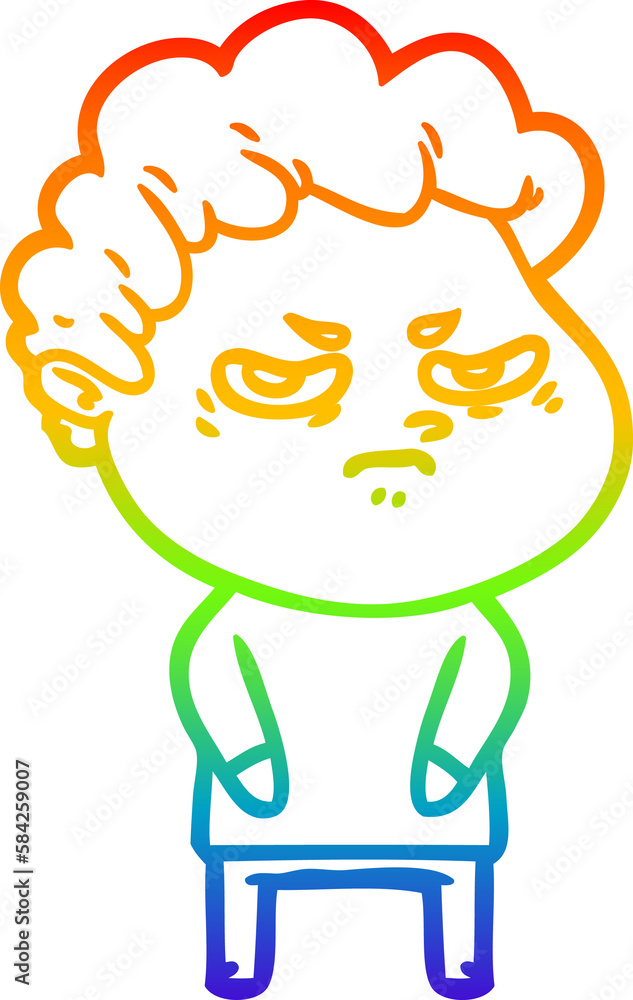 rainbow gradient line drawing cartoon angry man rainbow gradient line drawing cartoon angry man