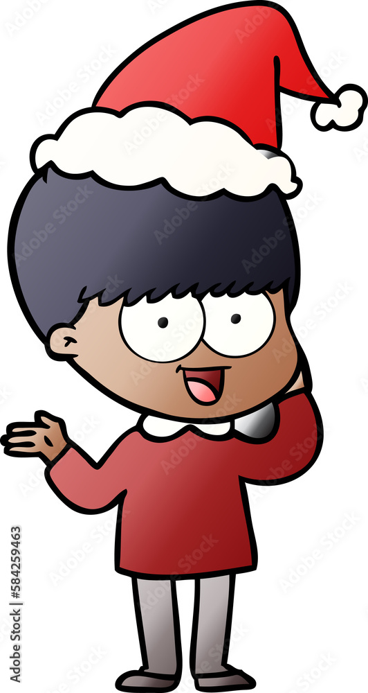 happy gradient cartoon of a boy wearing santa hat happy gradient cartoon of a boy wearing santa hat