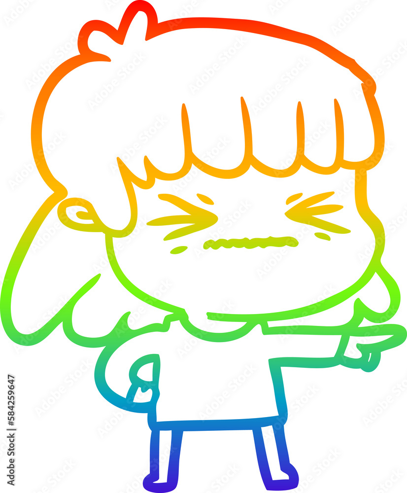 rainbow gradient line drawing cartoon woman rainbow gradient line drawing cartoon woman