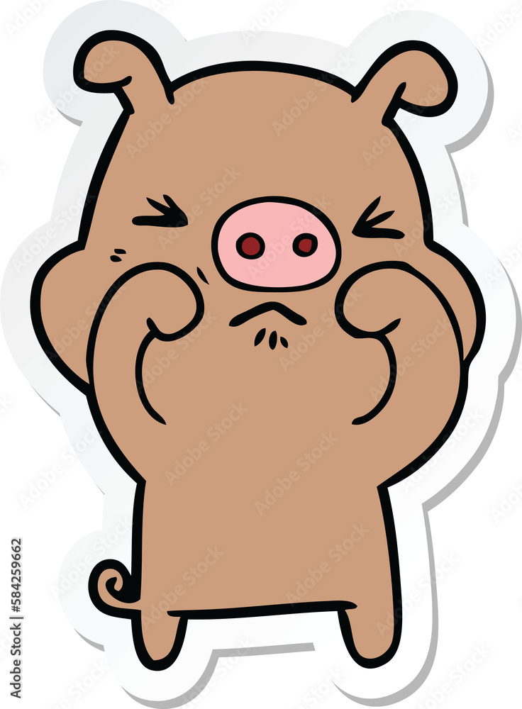 sticker of a cartoon grumpy pig sticker of a cartoon grumpy pig
