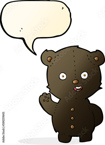 Fototapeta Naklejka Na Ścianę i Meble -  cute cartoon black bear with speech bubble