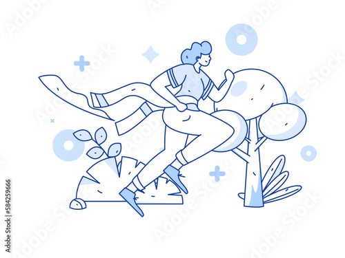 Vector internet operation hand-drawn illustration of people exercising and running healthy
