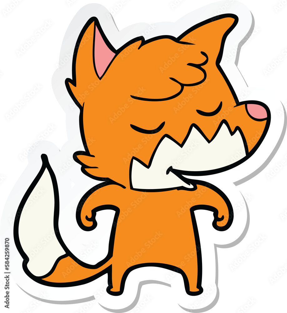 sticker of a friendly cartoon fox sticker of a friendly cartoon fox