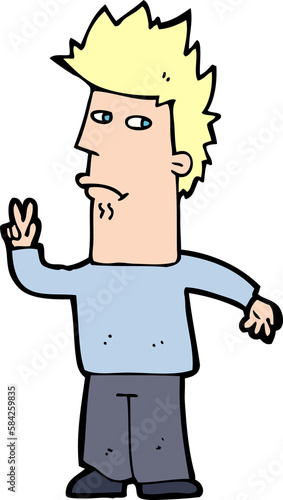 cartoon man giving peace sign