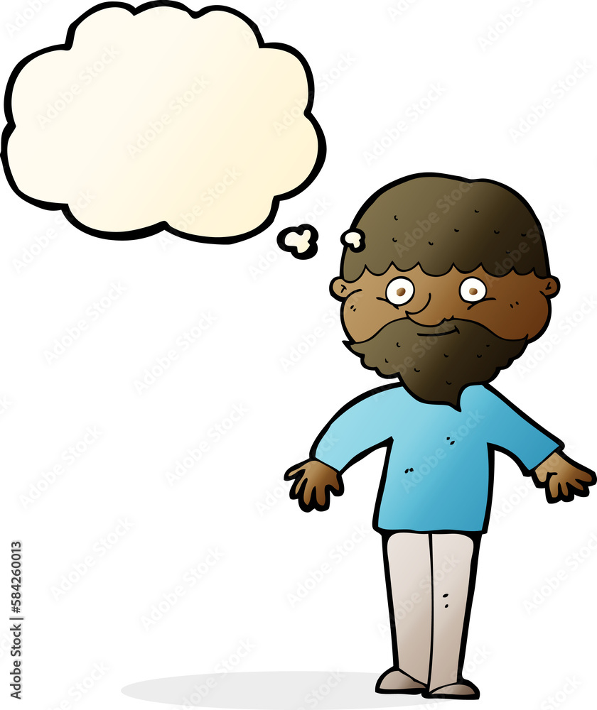cartoon happy man with thought bubble cartoon happy man with thought bubble