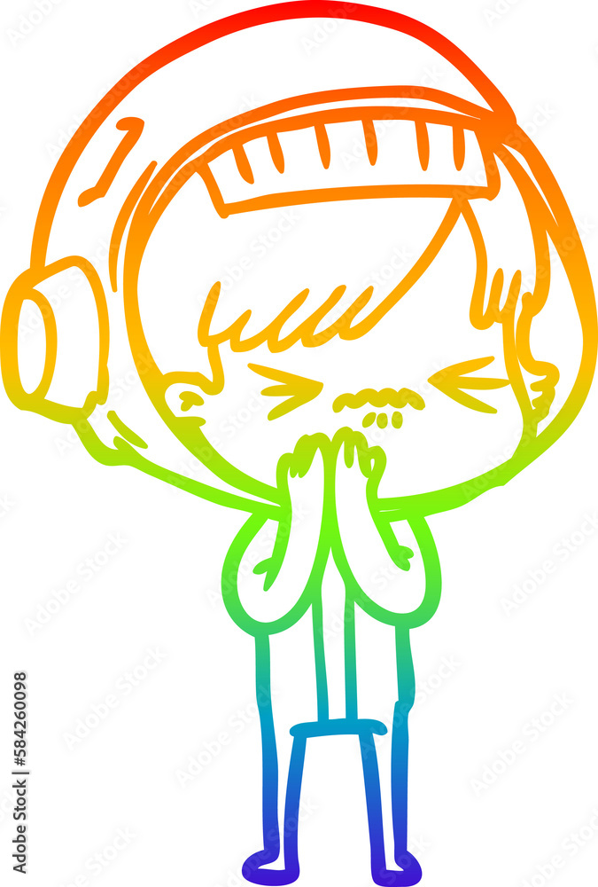 rainbow gradient line drawing angry cartoon space girl rainbow gradient line drawing angry cartoon space girl