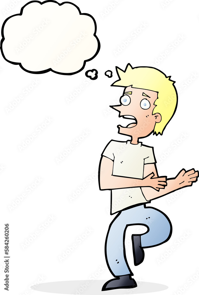 cartoon stressed out man with thought bubble cartoon stressed out man with thought bubble