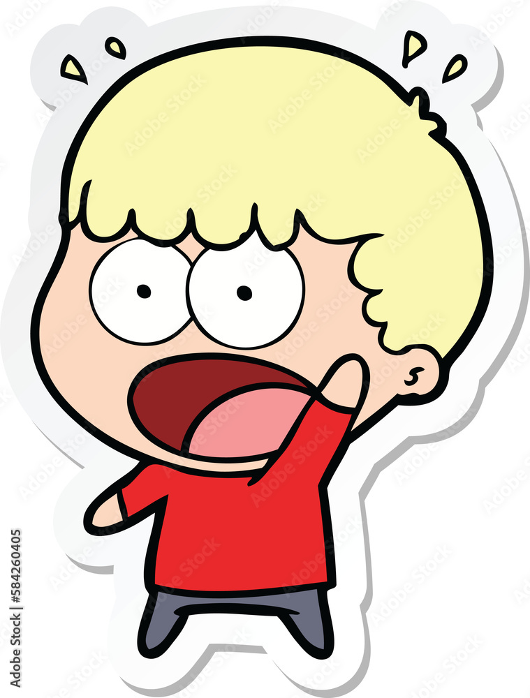 sticker of a cartoon shocked man