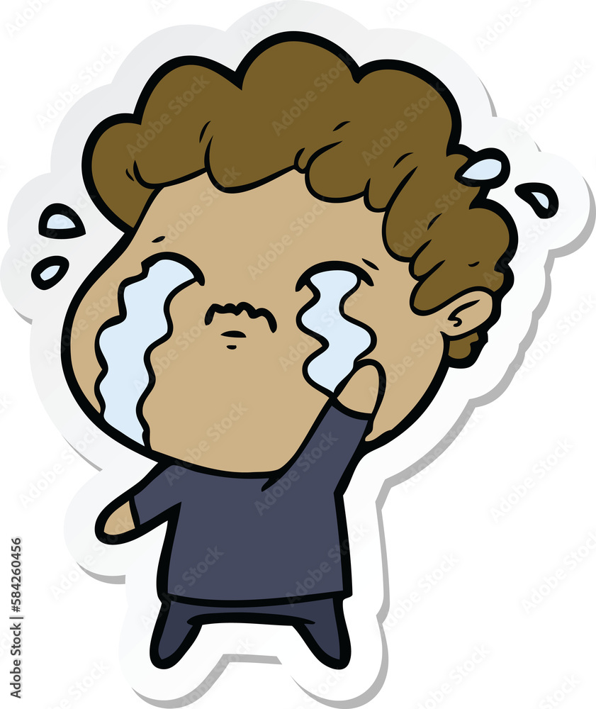 sticker of a cartoon man crying sticker of a cartoon man crying