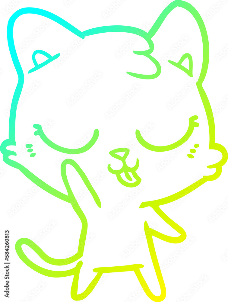 Obraz premium cold gradient line drawing cartoon cat