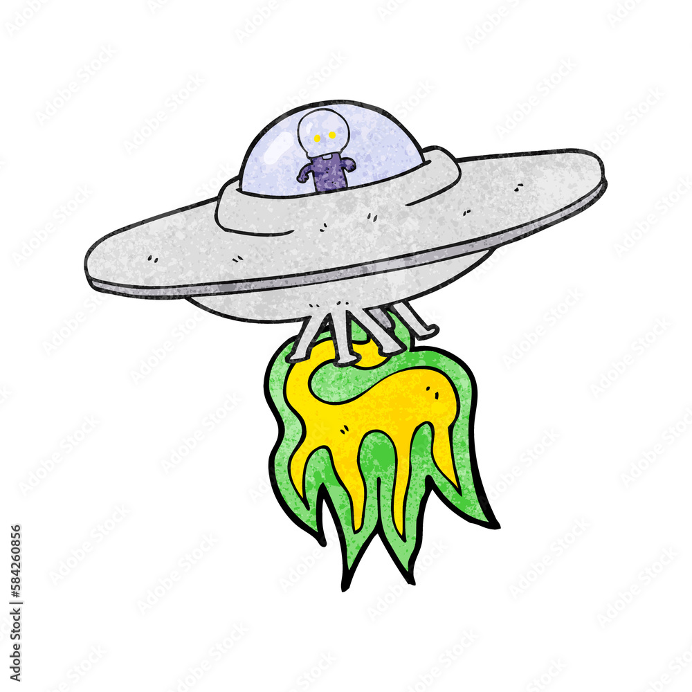 textured cartoon alien flying saucer textured cartoon alien flying saucer