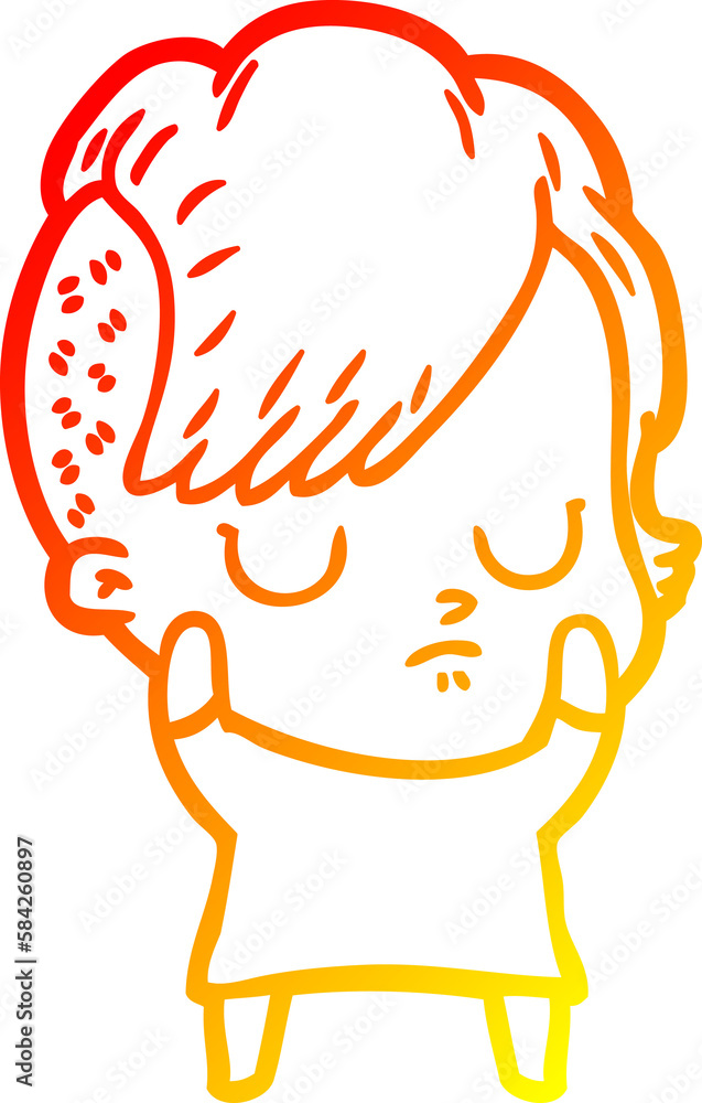 warm gradient line drawing cartoon woman warm gradient line drawing cartoon woman