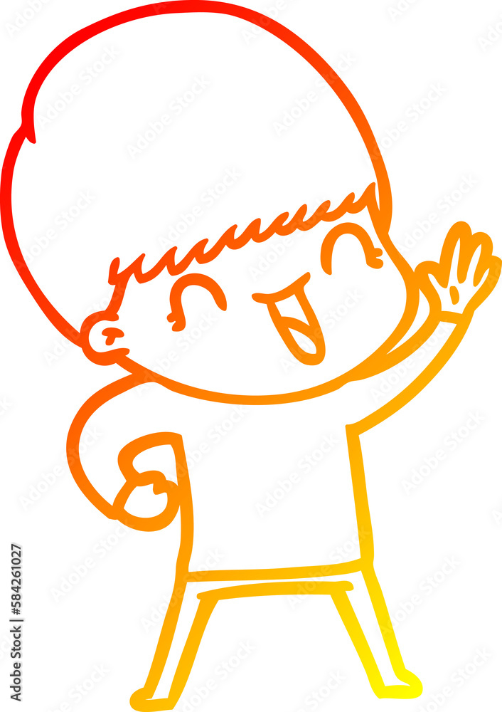 warm gradient line drawing happy cartoon boy warm gradient line drawing happy cartoon boy