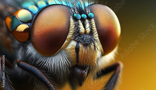 Extreme macro shot of a fly's eye in the wild.