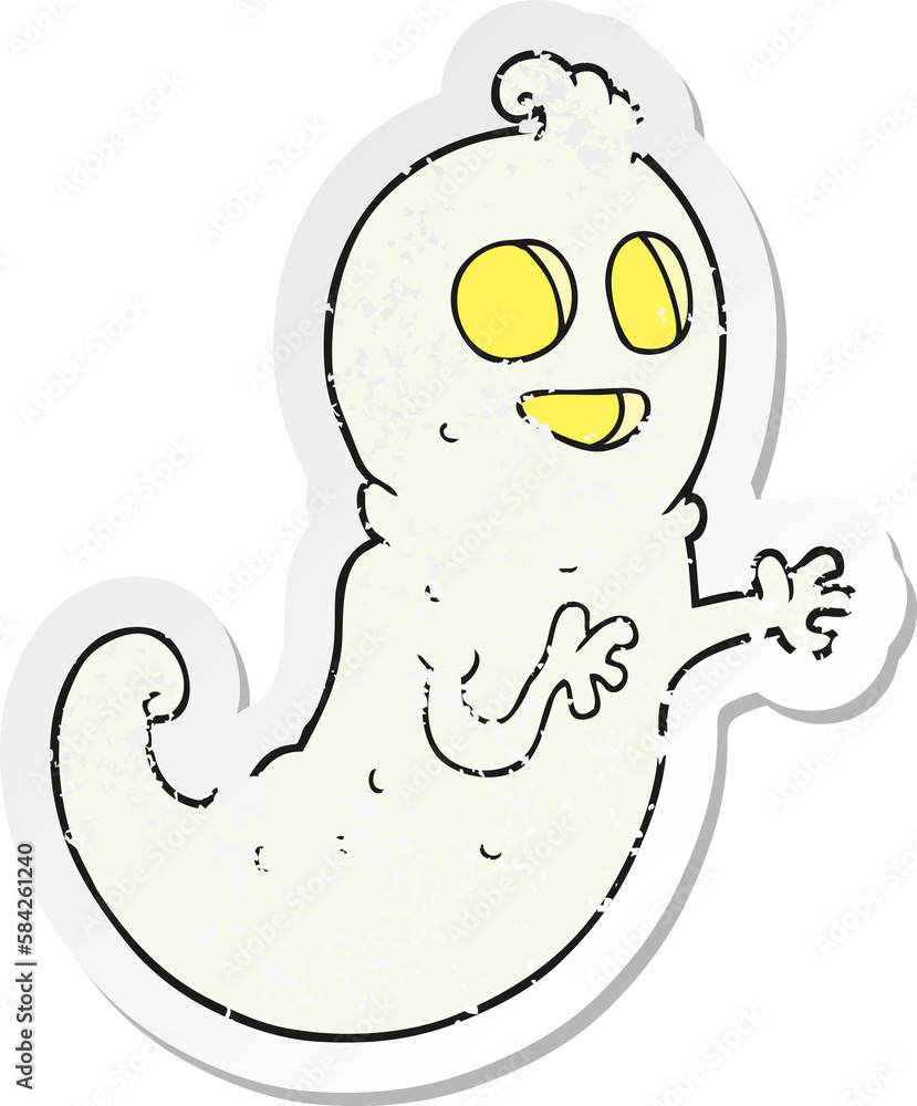 retro distressed sticker of a cartoon ghost retro distressed sticker of a cartoon ghost