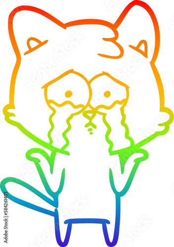 rainbow gradient line drawing cartoon cat