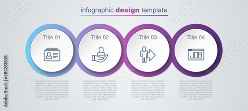 Set line Resume, Worker, Leader of a team of executives and Search job. Business infographic template. Vector