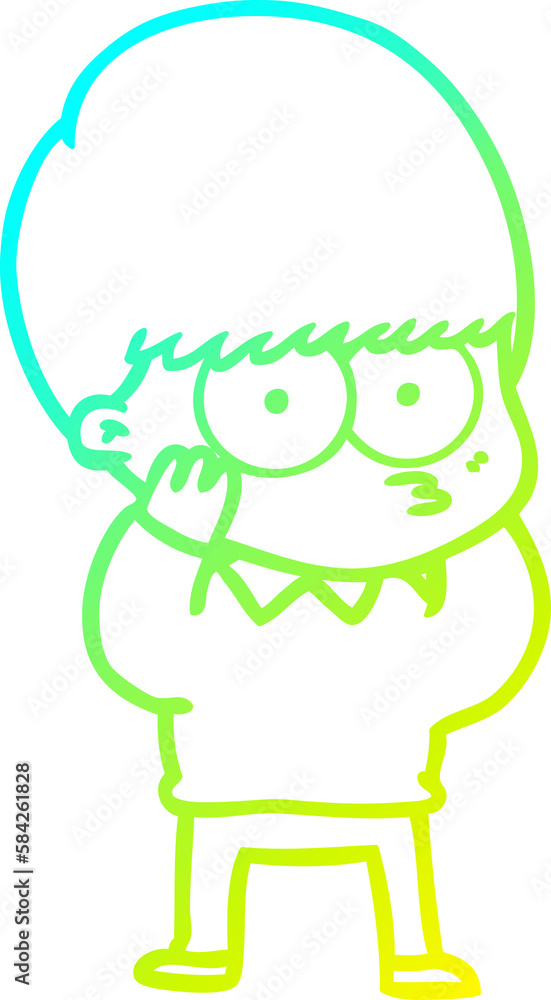 cold gradient line drawing nervous cartoon boy cold gradient line drawing nervous cartoon boy
