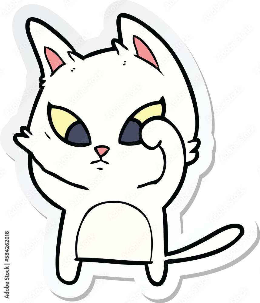 sticker of a confused cartoon cat sticker of a confused cartoon cat