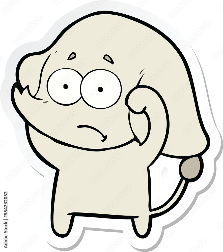 sticker of a cartoon unsure elephant sticker of a cartoon unsure elephant