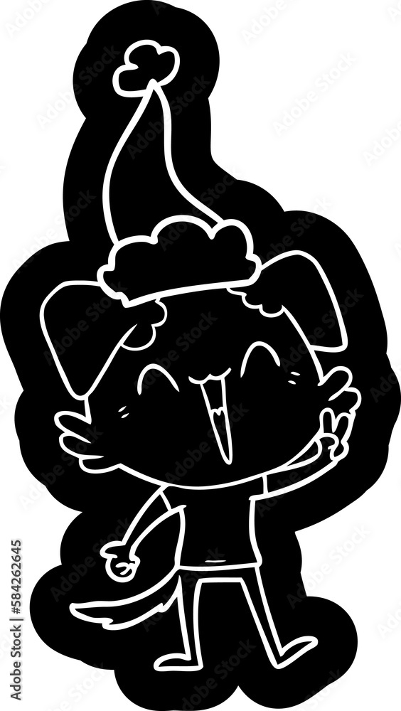 happy little dog cartoon icon of a wearing santa hat happy little dog cartoon icon of a wearing santa hat