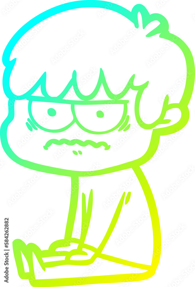 cold gradient line drawing annoyed cartoon boy cold gradient line drawing annoyed cartoon boy