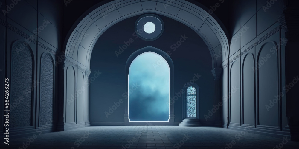 ai generated an illustration of the architectural design of interior of Muslim Mosque ai generated an illustration of the architectural design of interior of Muslim Mosque
