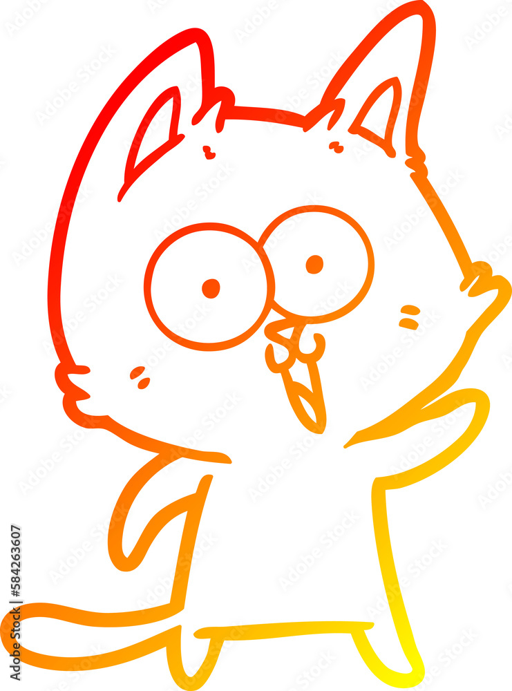 Obraz premium warm gradient line drawing funny cartoon cat