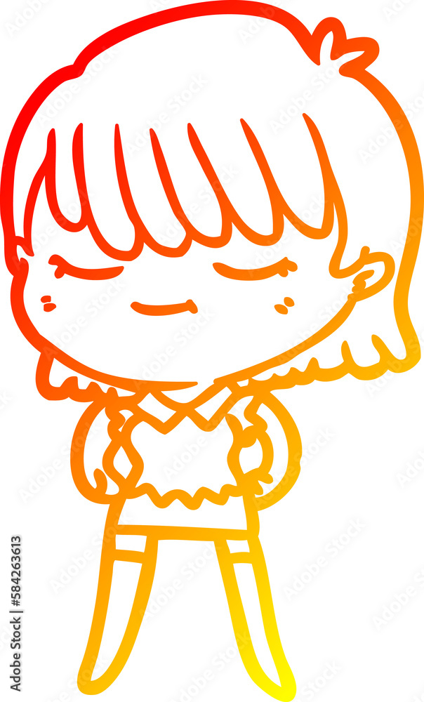 warm gradient line drawing cartoon woman warm gradient line drawing cartoon woman
