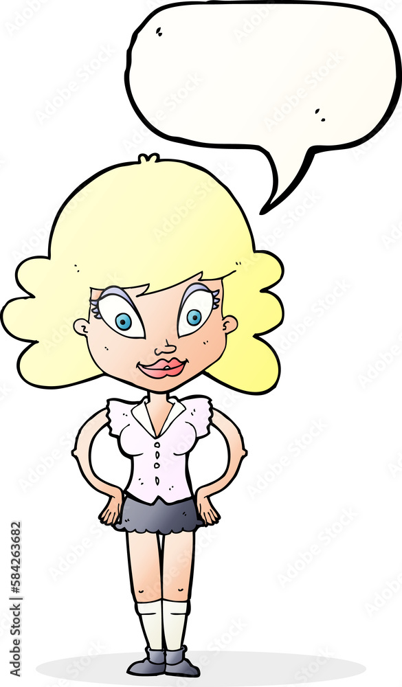 cartoon pretty woman with speech bubble cartoon pretty woman with speech bubble