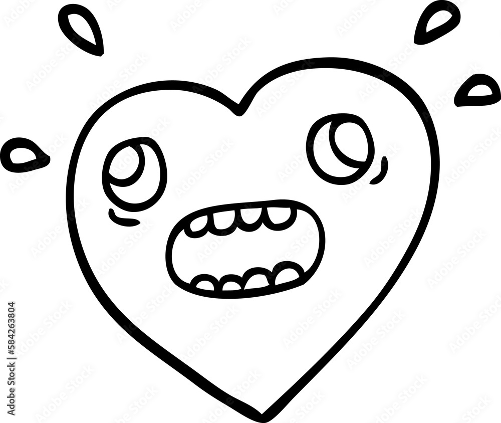 line drawing cartoon heart panicking line drawing cartoon heart panicking