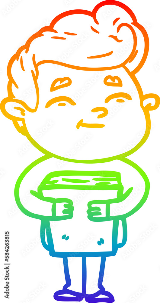 rainbow gradient line drawing happy cartoon man rainbow gradient line drawing happy cartoon man