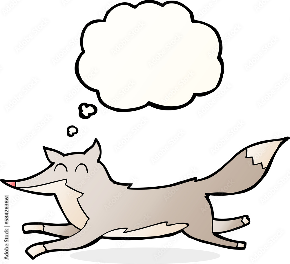 cartoon running wolf with thought bubble cartoon running wolf with thought bubble