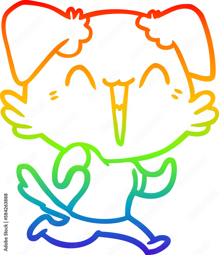 rainbow gradient line drawing happy little dog cartoon rainbow gradient line drawing happy little dog cartoon