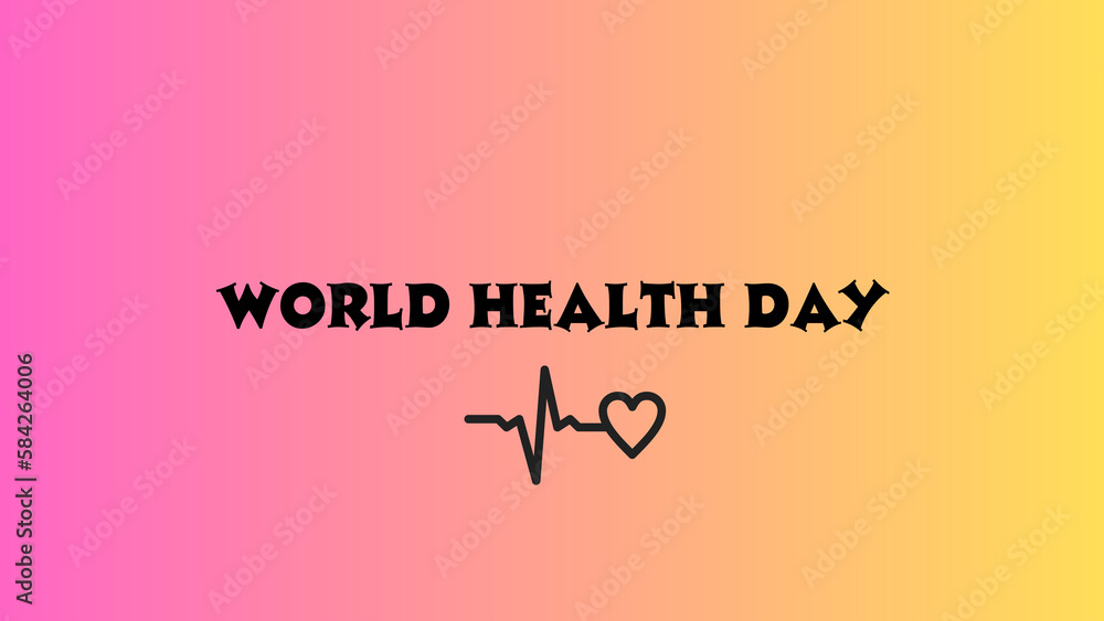 happy world health day wish image with gradient pinkish and yellow background