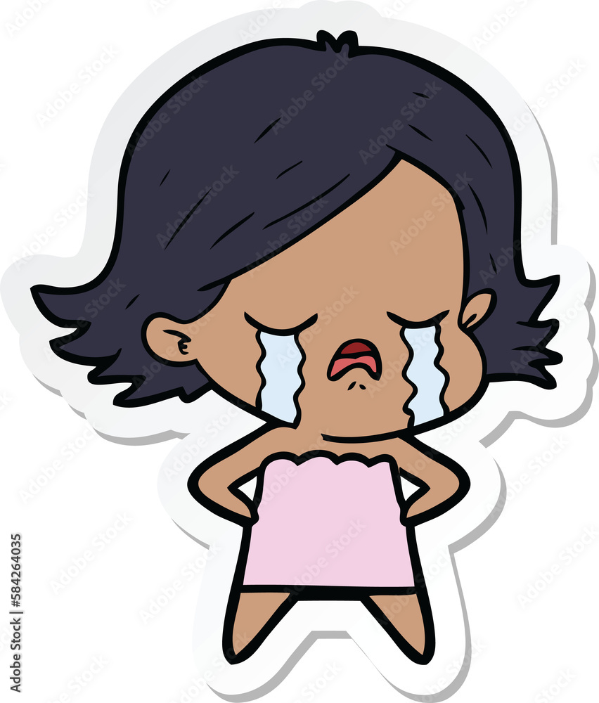 sticker of a cartoon girl crying sticker of a cartoon girl crying