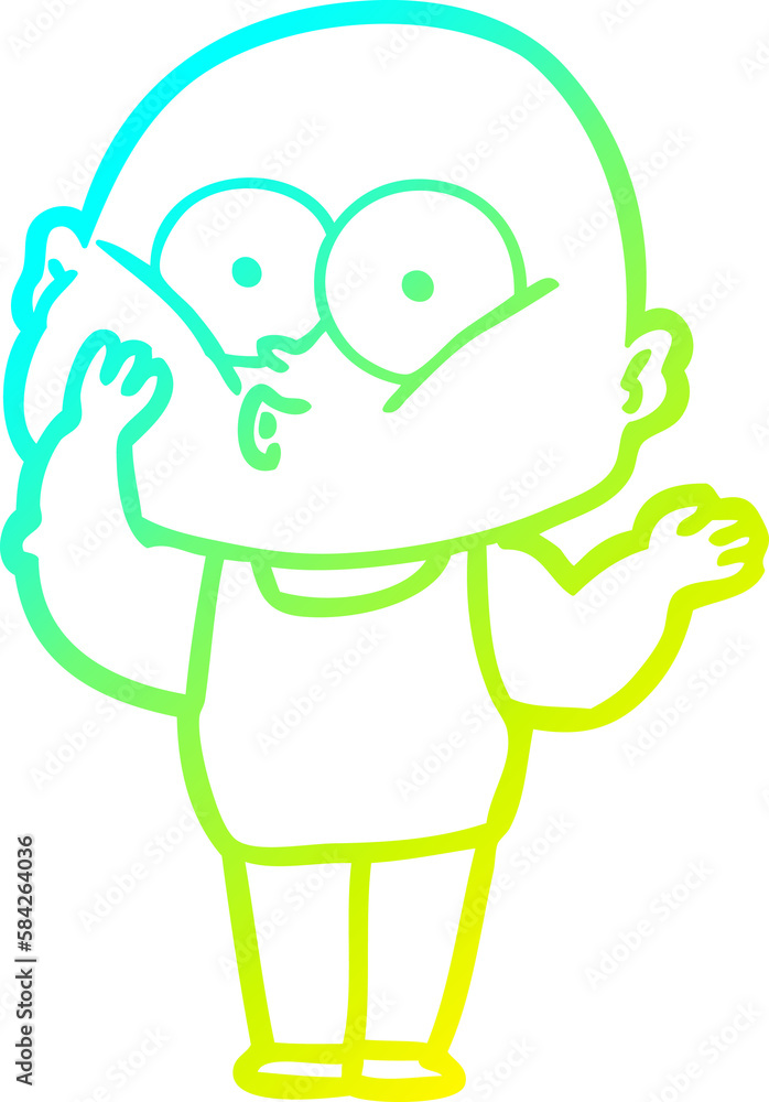 cold gradient line drawing cartoon bald man staring cold gradient line drawing cartoon bald man staring