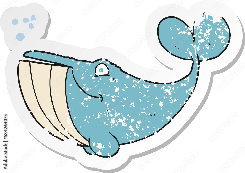 Fototapeta premium retro distressed sticker of a cartoon whale