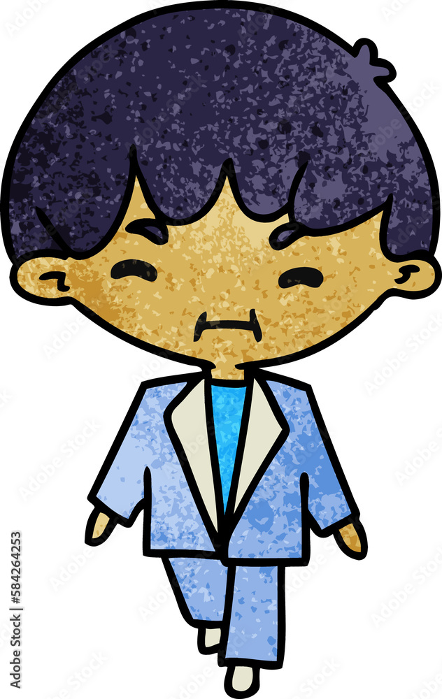 textured cartoon kawaii cute boy in suit textured cartoon kawaii cute boy in suit