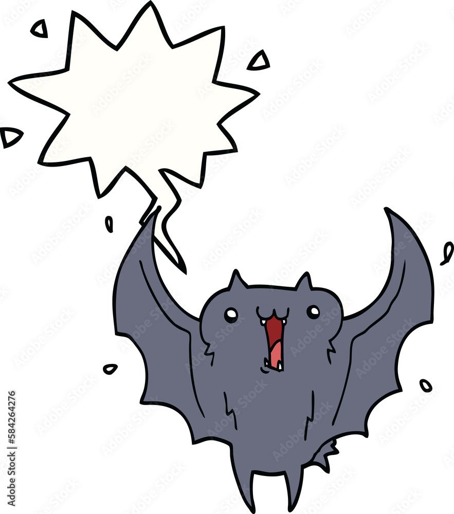 cartoon happy vampire bat and speech bubble cartoon happy vampire bat and speech bubble