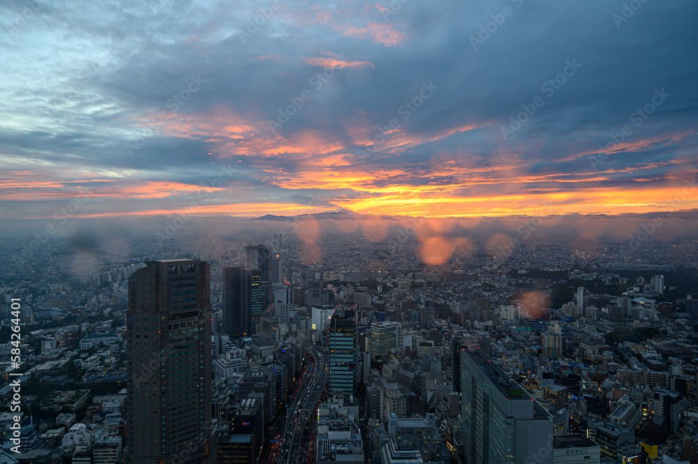 Fototapeta premium 雨のSHIBUYA SKYからの眺め