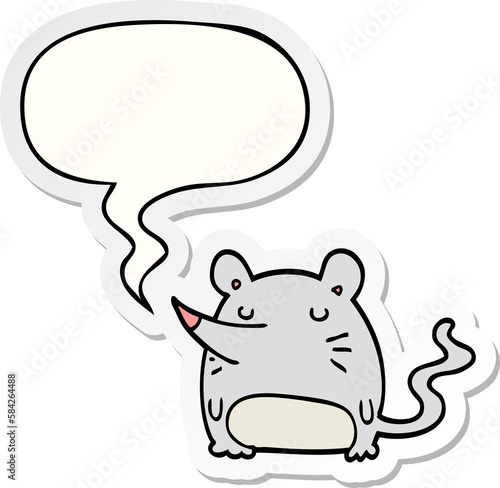 cartoon mouse and speech bubble sticker
