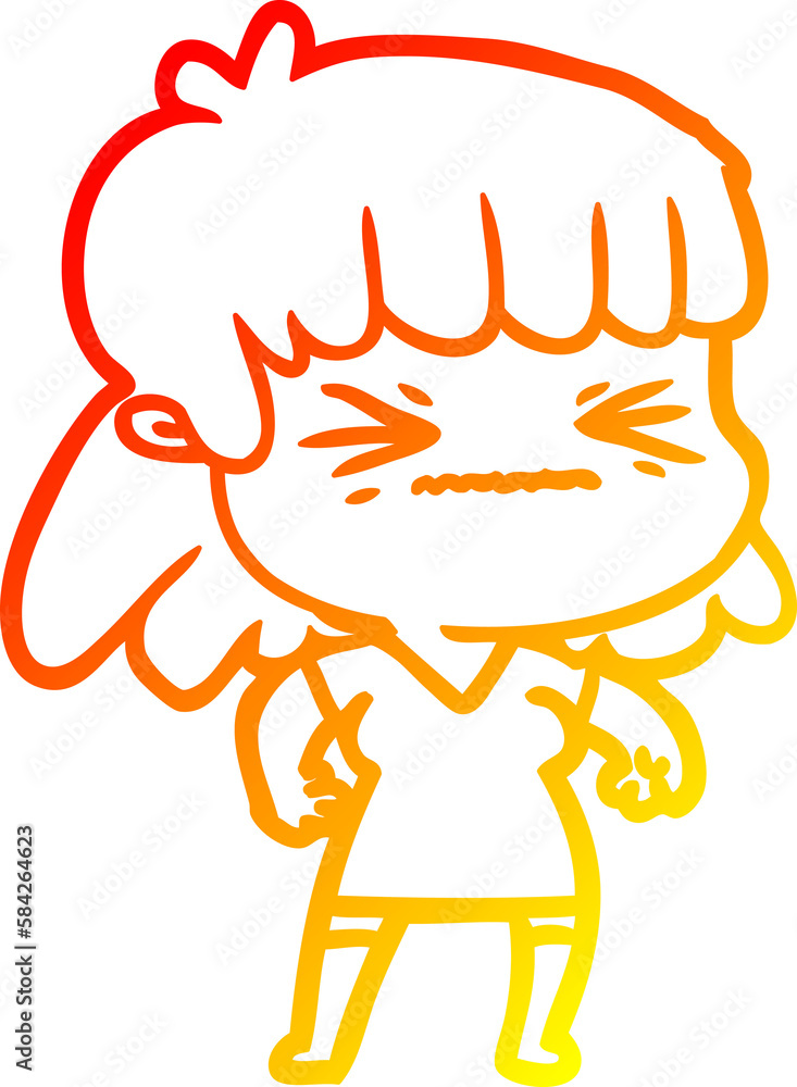 warm gradient line drawing cartoon woman warm gradient line drawing cartoon woman