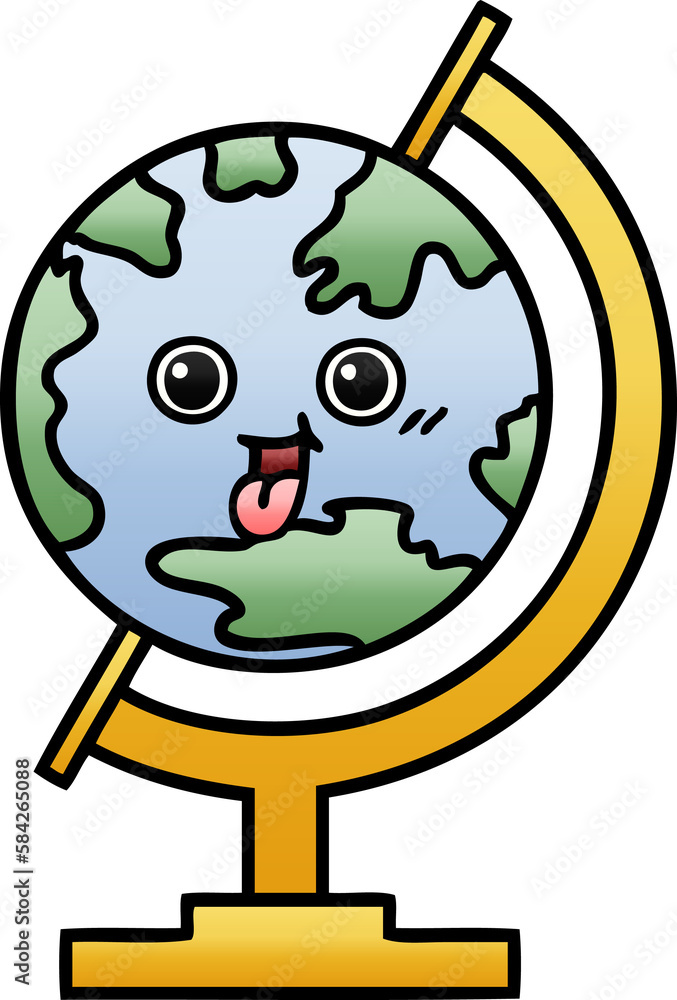 gradient shaded cartoon globe of the world gradient shaded cartoon globe of the world