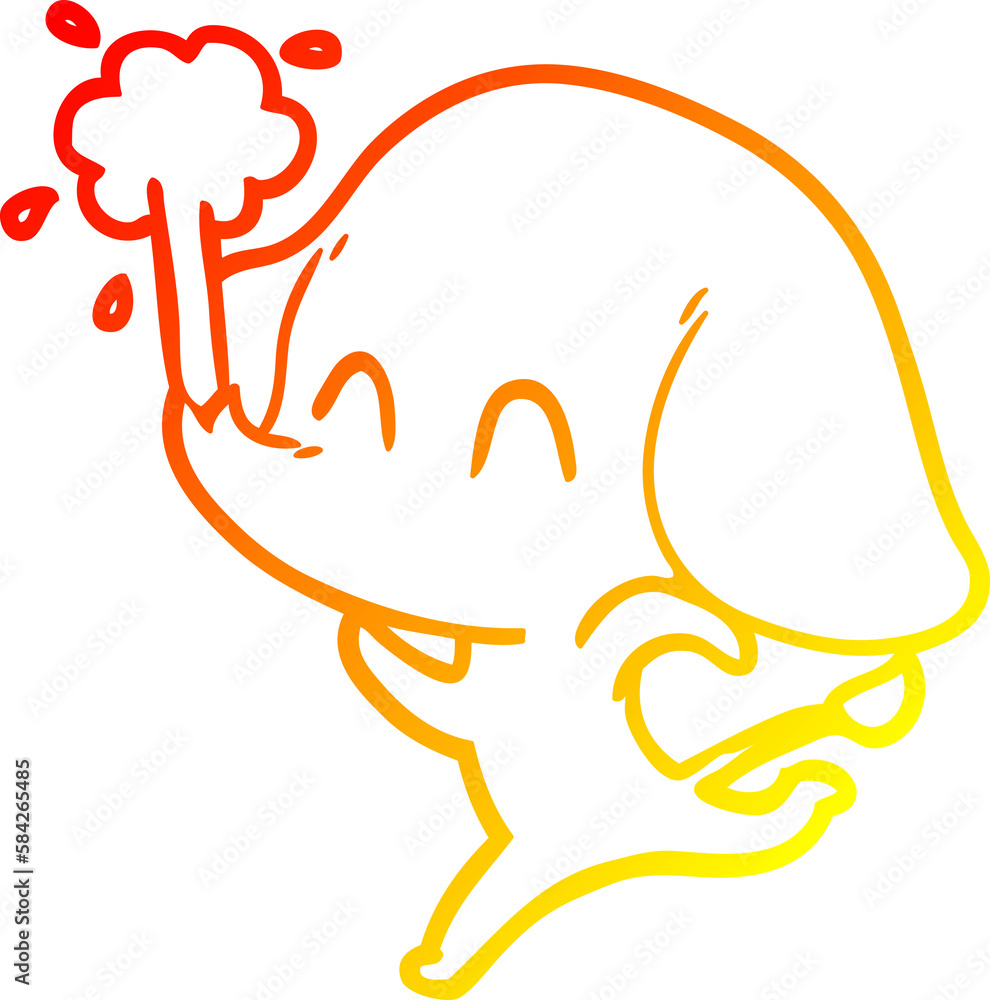 warm gradient line drawing cute cartoon elephant spouting water warm gradient line drawing cute cartoon elephant spouting water